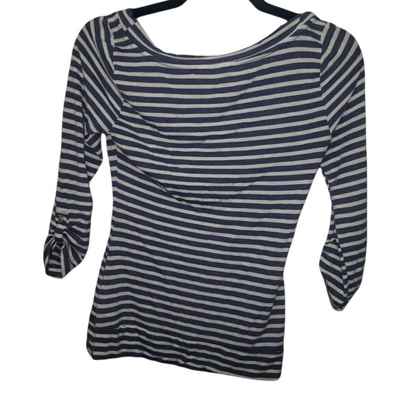 GUESS Blue and White Stripes Quarter Sleeve Blouse Small - Picture 4 of 5